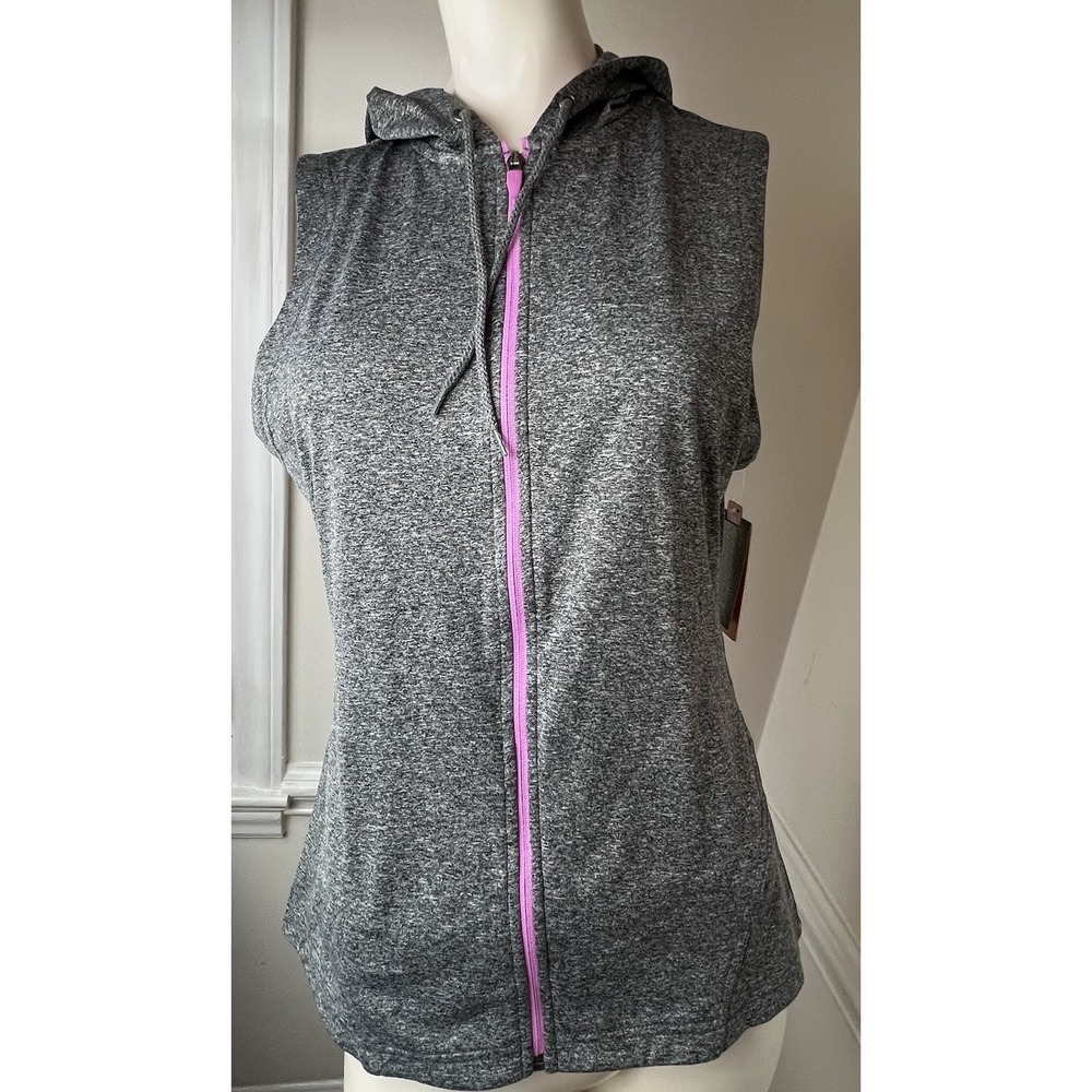 Tek Gear Warm Tek Active Sports  Sleeveless Zip Hoodie Gray Lilac  Women's M NWT